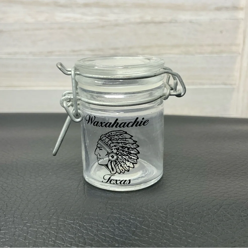 Mini Jar Glass Bottle Decor Waxahachie Texas State Collectible - Picture 1 of 7